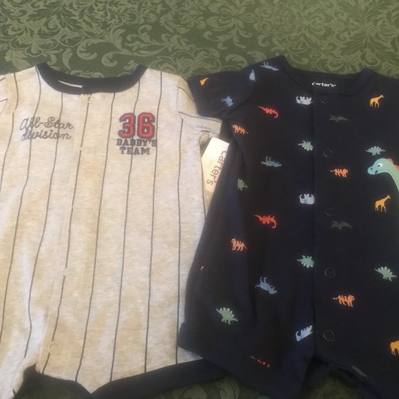 Carter's Other - NWt carters baseball dinsosaur rompers nb newborn